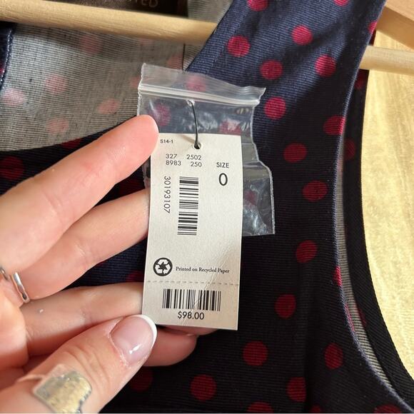 The Limited Polka Dot Sleeveless Skater Mini Dress Short Blue Red NWT Size 0 - Picture 3 of 4